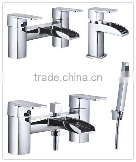 waterfall open spout deck mounted basin mixer tap