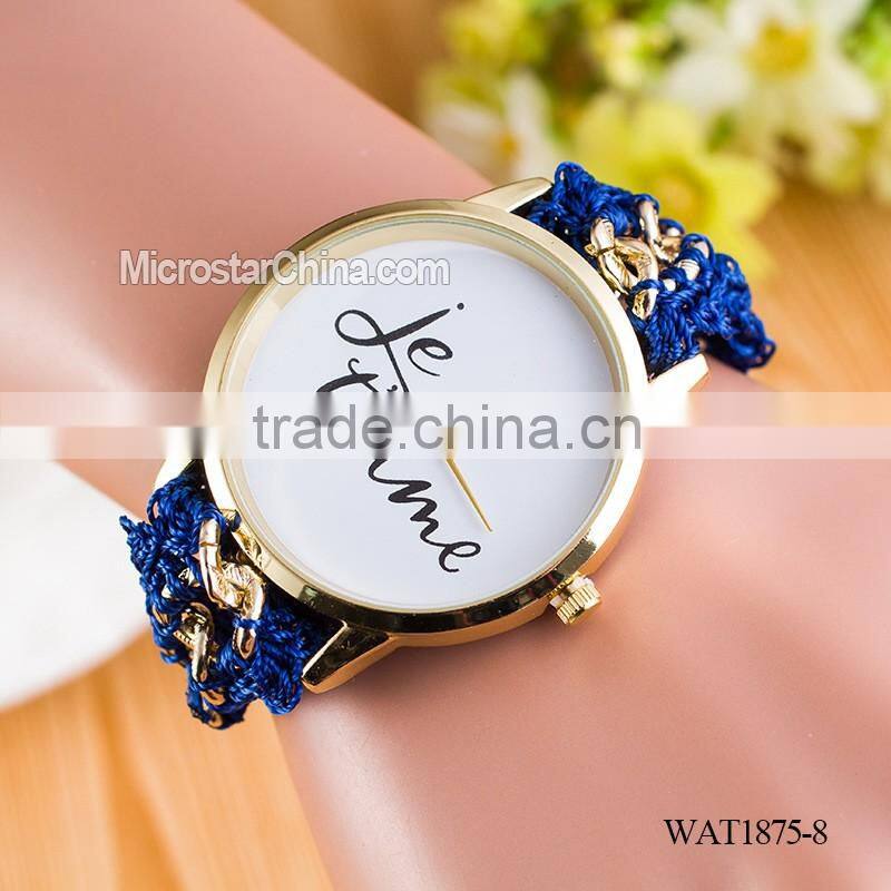 New Classic Geneva Ethnic Braided Analog Quartz Chain jetaime stainless steel watch