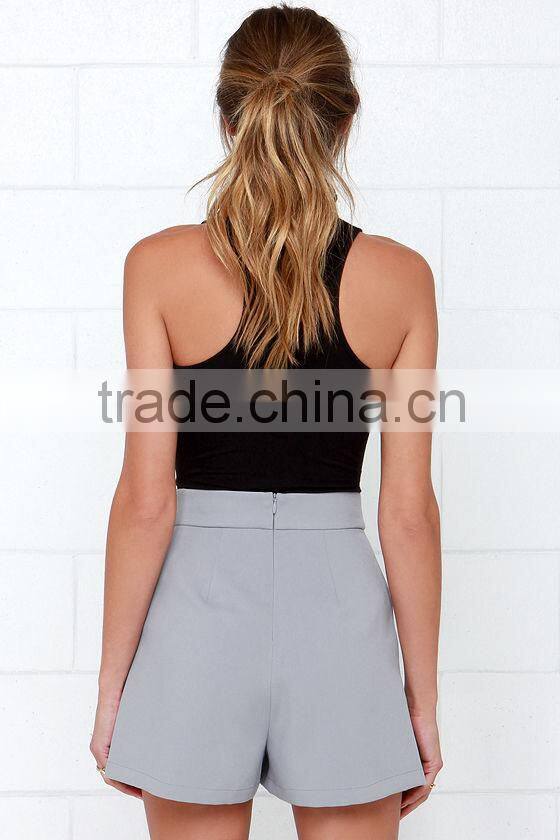 2015 New short designs fashion grey high waisted shorts for women