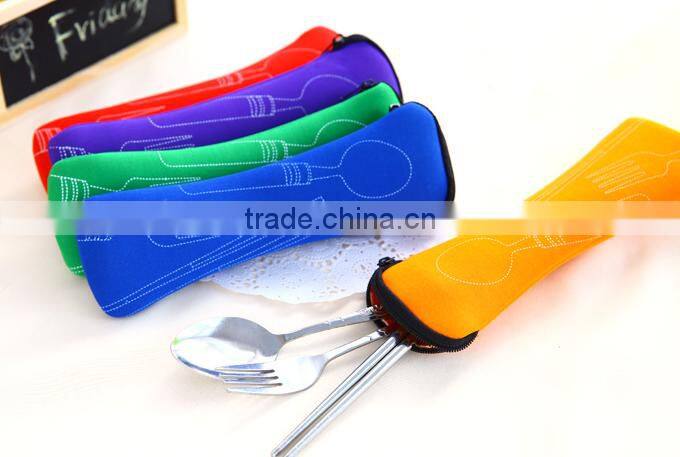 Chopsticks and spoon neoprene storage bag Travel tableware storage bag