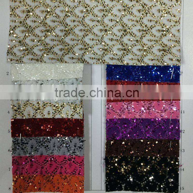 Glitter mesh fabric surface with flower design use for shoes upper