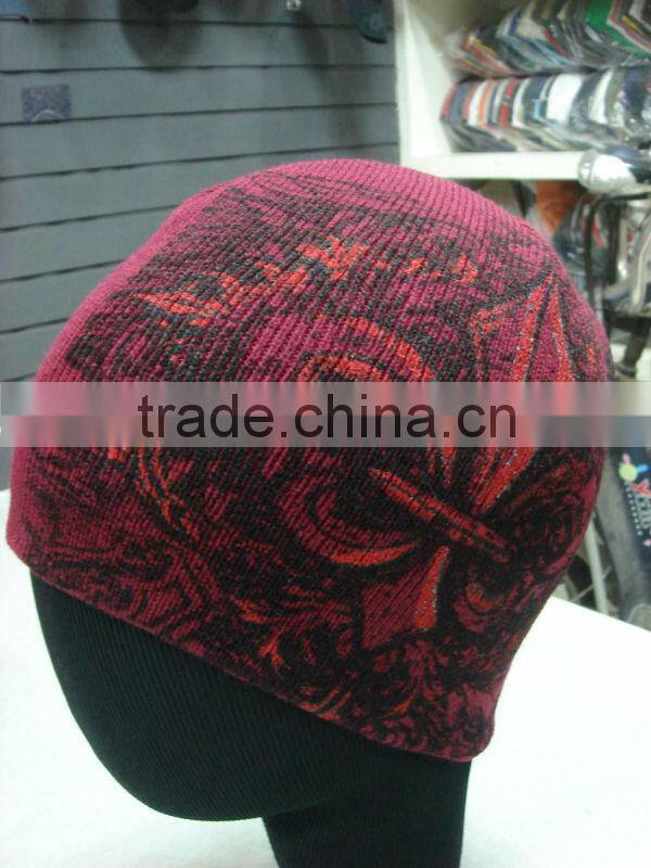 100% acrylic knitted hat with printed logo