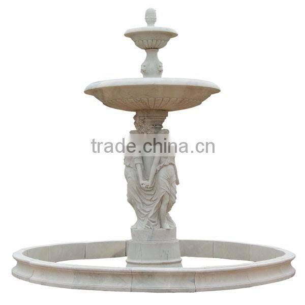 Garden and plaza decoration hand carving yellow marble angel fountain