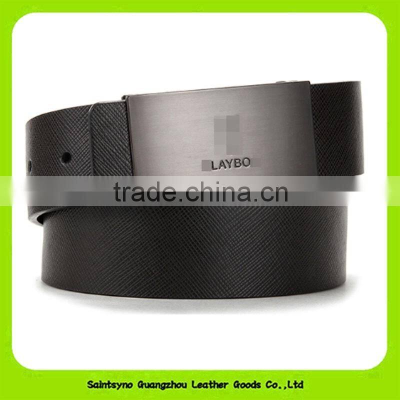 China leather factory luxury cross pattern leather belt men 16234