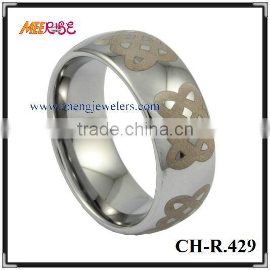 2015 Celtic Woven celtic knot Engraved Black Band for man dome ring/cheap celtic ring