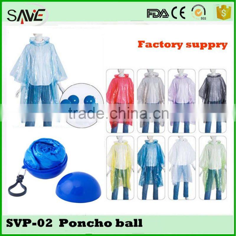 China supprier promotional gift water proof raincoat disposable poncho ball