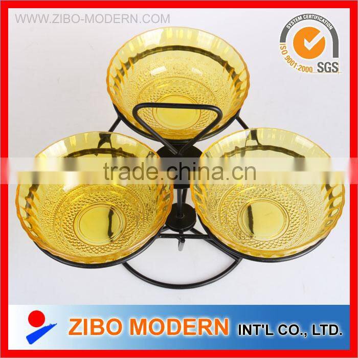 Glass Bowl with Metal Stand