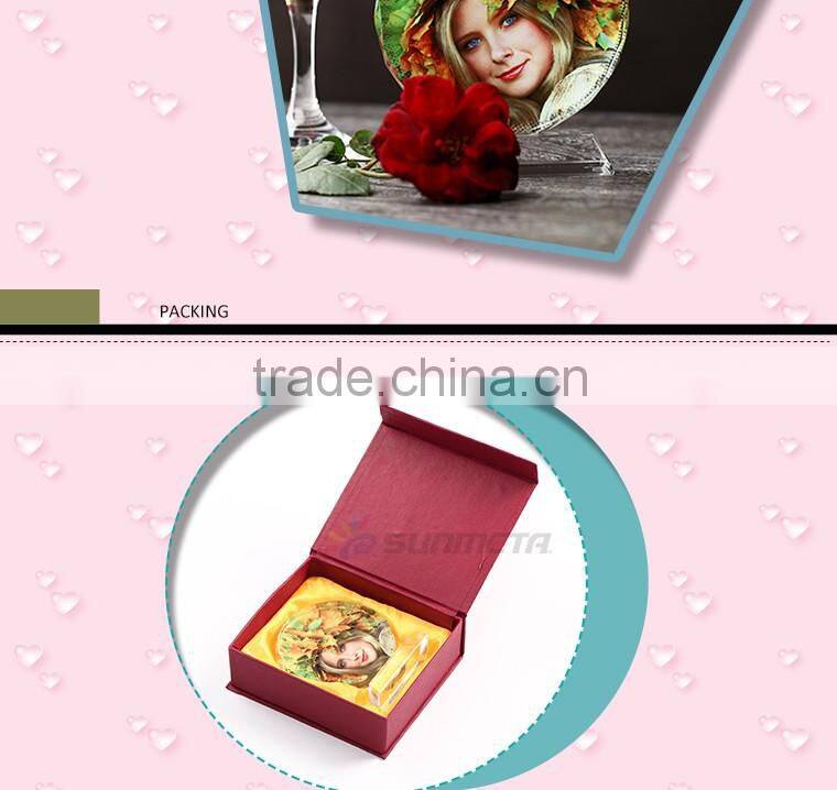 Fashion style dia 100mm round sunflower blank 3D sublimation pictures of crystals
