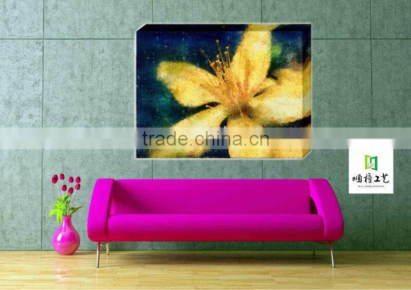 Hot! Beautiful oli painting style yellow flower restaurant decorating supplies