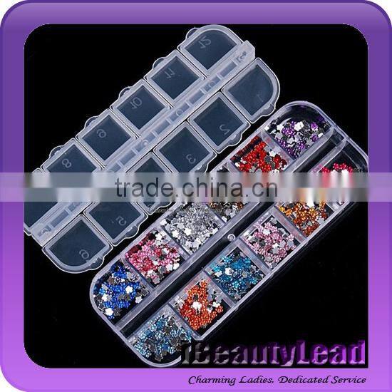 popular Nail art decoration flower shape designs with 12 different colors