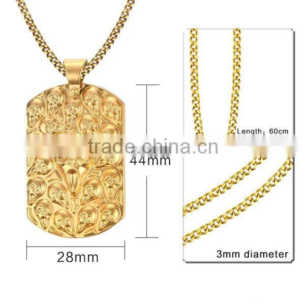 Men's Jewelry Gold Plating Skulls Pendant Necklace 2016 Punk