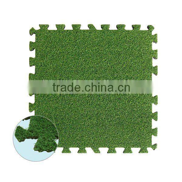 Grass Puzzle Mat,EVA backing Interlocking PE Turf Tiles,Interlocking Turf Tiles