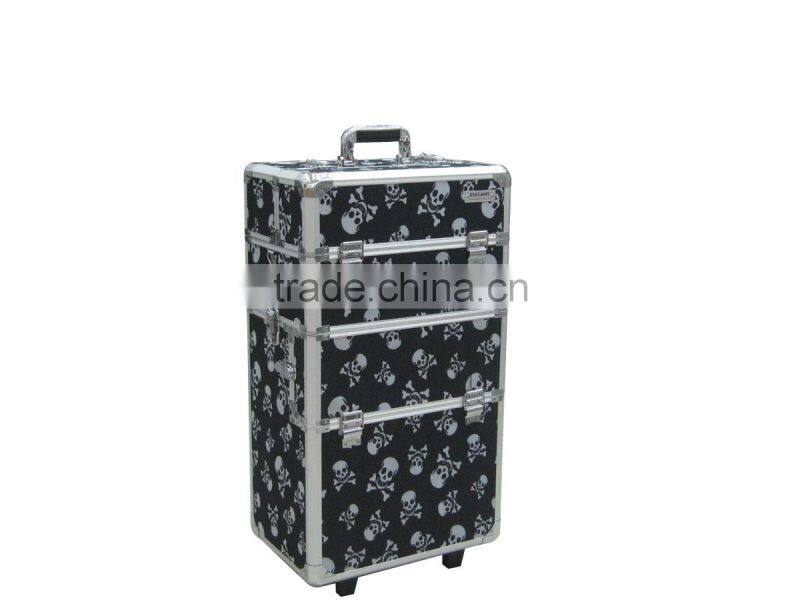2 in 1 professional rolling cosmetic cabinet trolley makeup case,hairdresser tool case,jewelry accessories box (HX-L008PU)