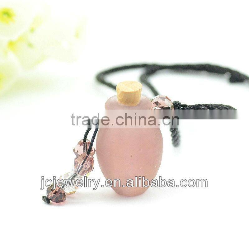 Amber Glass Bottle Vial Stopper Round Charm DIY Jewelry Necklace Focal Beads