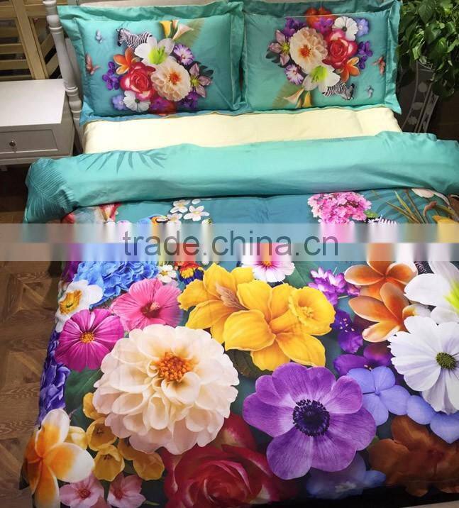 100% Cotton Queen Size Digital 3D bed cover set