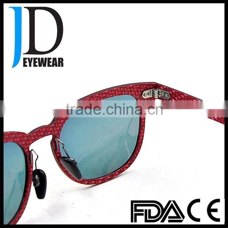 old fashion high-tech look red carbon fiber sunglasses with custom logo