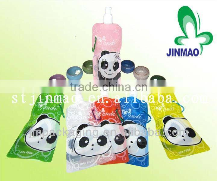Color printed plastic liquid spout bag with handle