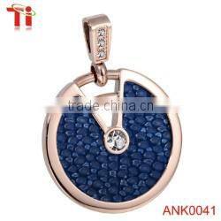Genuine stingray leather and stainless steel hidden camera pendant fancy pendant designs for girls, big stone pendant design