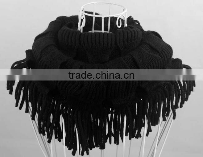 2014 New Fashion Lady Girl's Knit Fringe Scarf Snood Neck Circle Wrap Warmer Loop Cowl Tassel Shawl