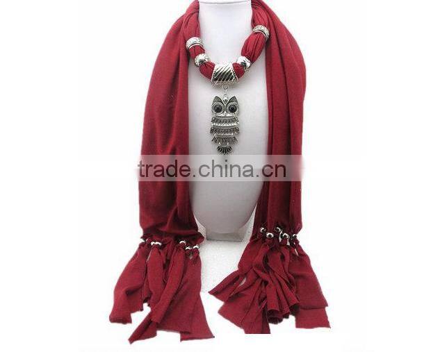 2014 Newest Fashion Ladies Owl Diamante Pendant Jewellery Necklace Neck Scarf Wrap