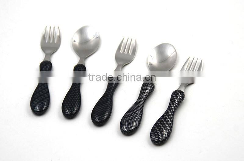 High-tech ABS handle printed pattern with metal spoon and fork set