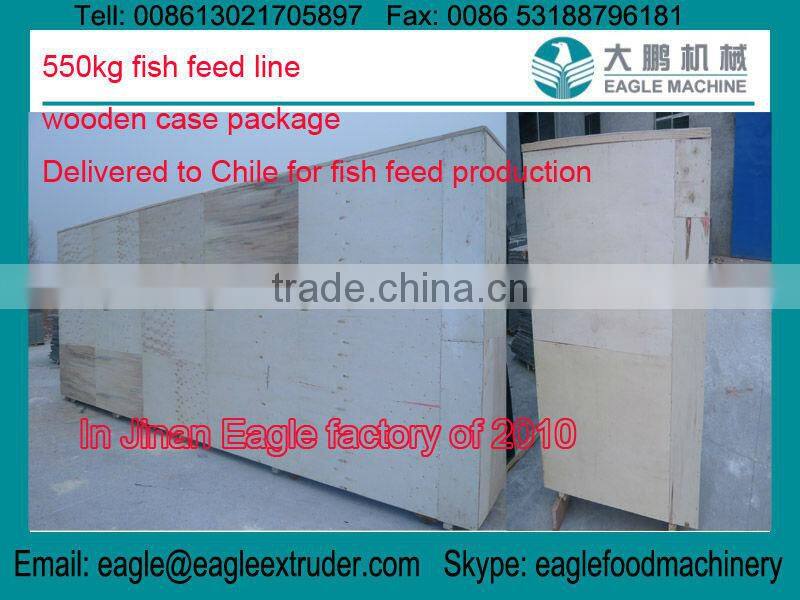 DP85 550kg floating and sinking fish feed pellet twin screw extruder processing machines to Chile