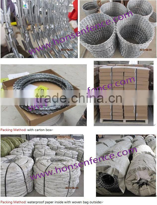 2015 Best selling !Hot-dipped Galvanized BT0-12 razor barbed wire