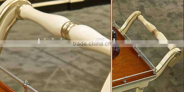 European Style Luxury Wooden Dining Car, Fashionable Villa Convenient Tea/Wine Serving Trolley (BF01-ML021)