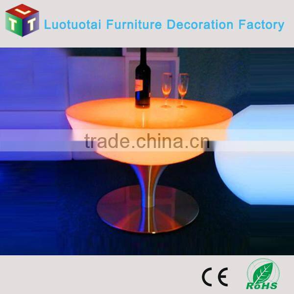 rechargeable battery operated illuminated round led tea/coffee/cocktail table