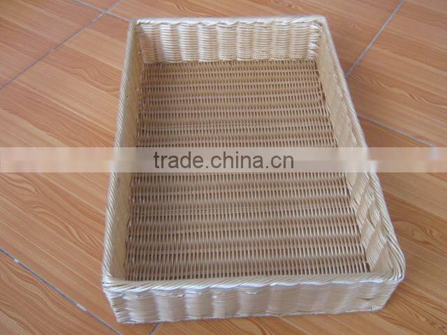 wholesale round flat plastic rattan basket plastic basket for fruit plastic bread basket