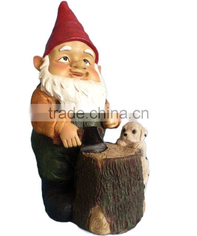 Popular cute fiberglass resin dwarf statues with cute dog