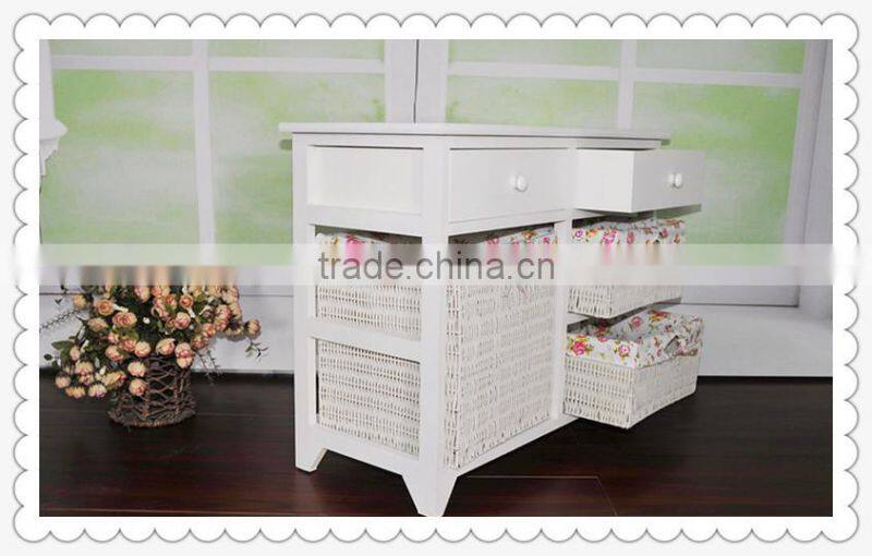 Unique new design decorative antique unfinished wooden cabinet with basket drawers