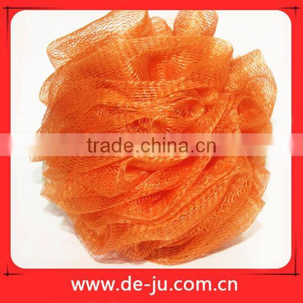 Promotion Bath Gift Ribbon Yellow Mesh Bath Sponge And Shower Ball