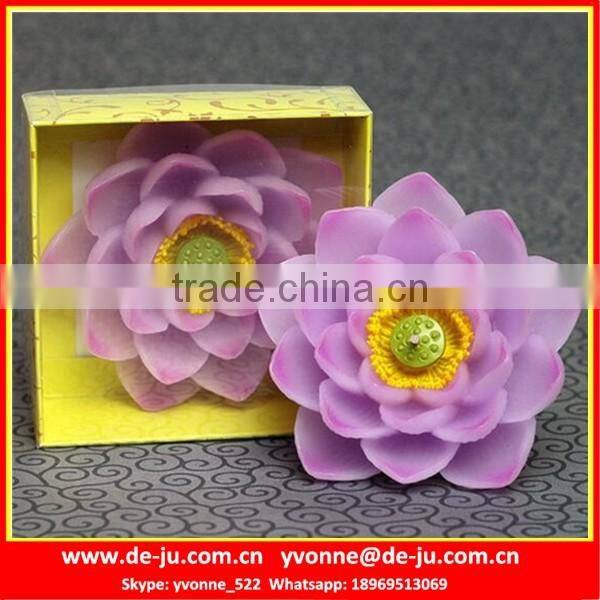 False Blossom Yellow Pistil Lotus Flower Shape Candle