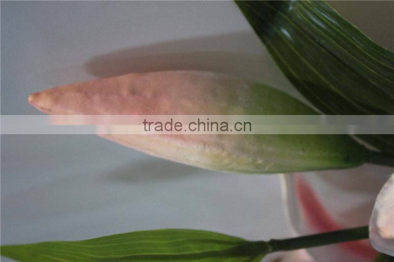 dry flower artificial two flowers two buds lily fabric flower