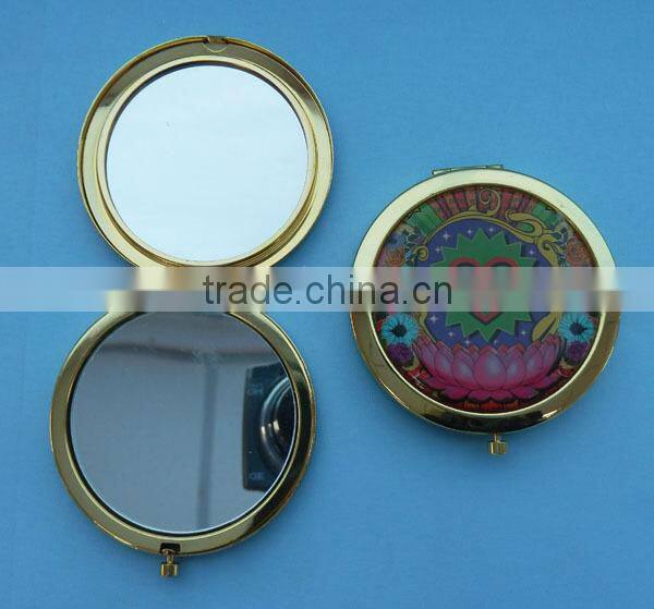 Round shape folding pocket mirror/mini custom logo make up mirror