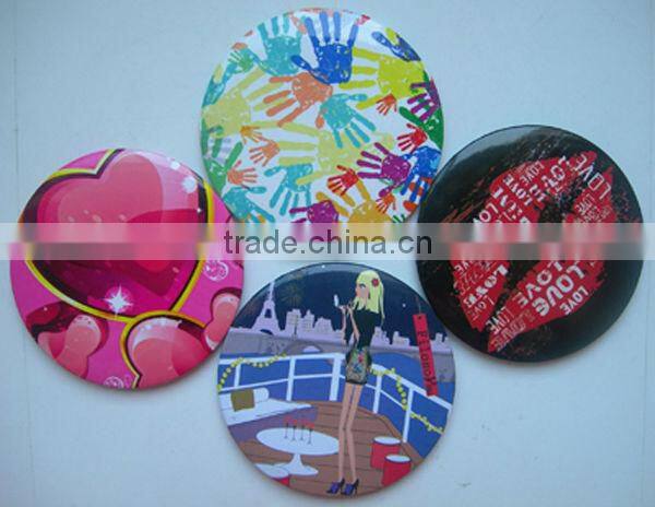 Plastic round shape single side custom logo pocket cosmetic mirror