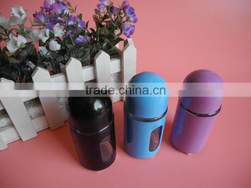 kitchen spray colored bullet shape glass table condiment holder with hole lid