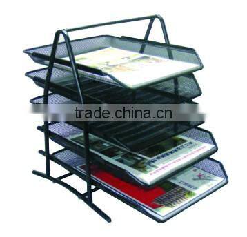 Large 5 Tiers Metal Mesh Desk Organizer Document Tray