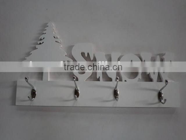 Wall Mounted MDF Wooden Decorative Floating Wall Shelf With Metal Hooks