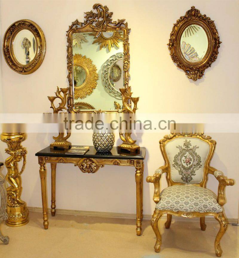 Square marble top handmade baroque corner console table