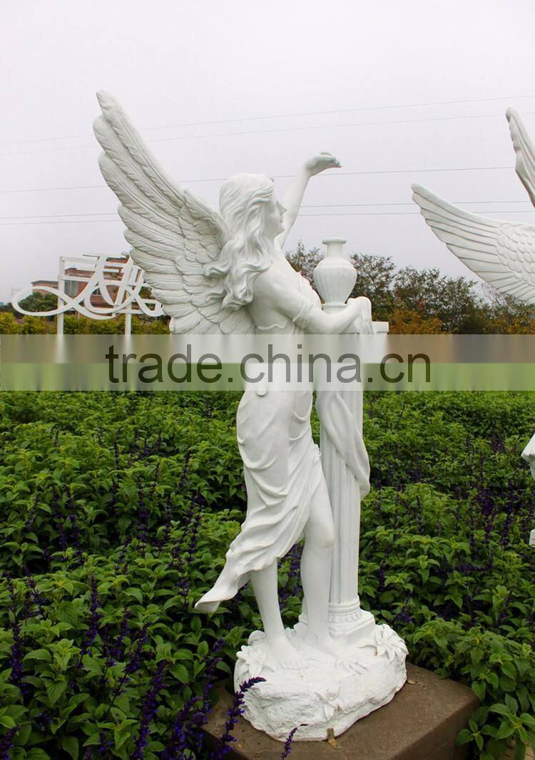 Outdoor garden sculpture life size female marble angel statue