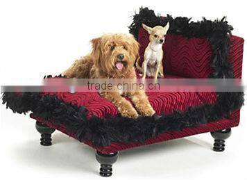 Luxury Red Pet Bed/The Chaise Bed Collection Celebrity Furniture/Beautiful Turkey Feather Trim Dog Bed-BG800003
