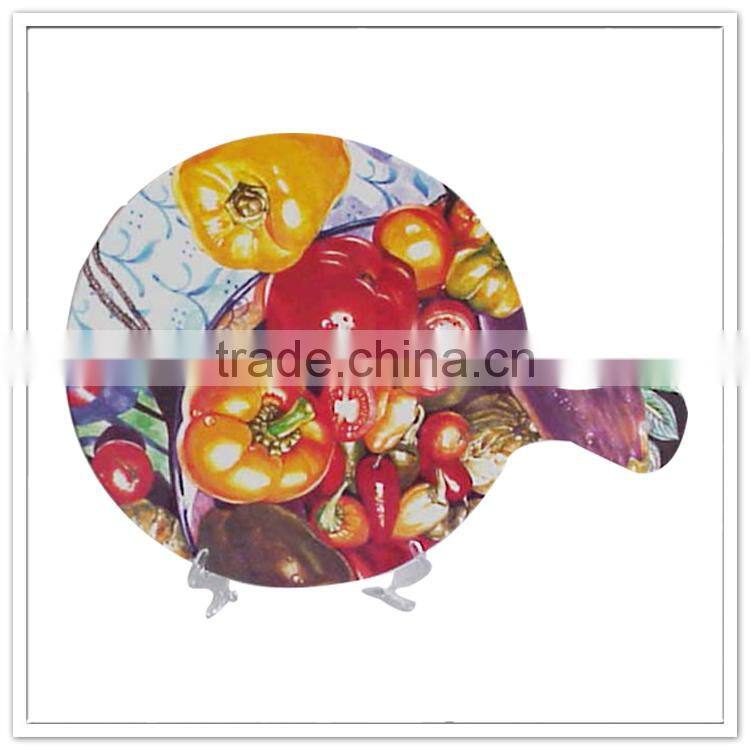 Fan shaped breakfast full printed melamine chopping cheese board
