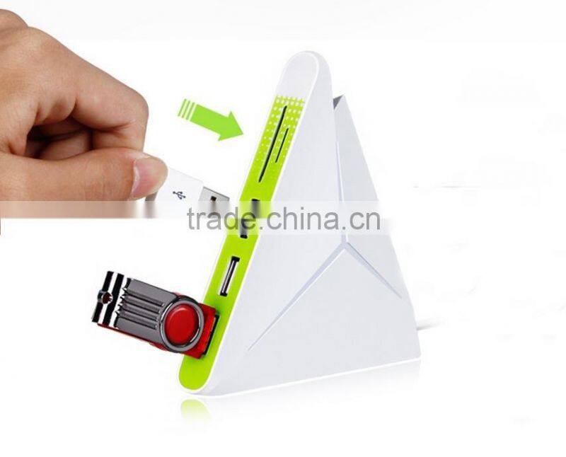 High Speed Multifunctional USB 2.0 Splitter 5 ports USB Hub SD MS TF M2 Multi-card Universal Card Reader