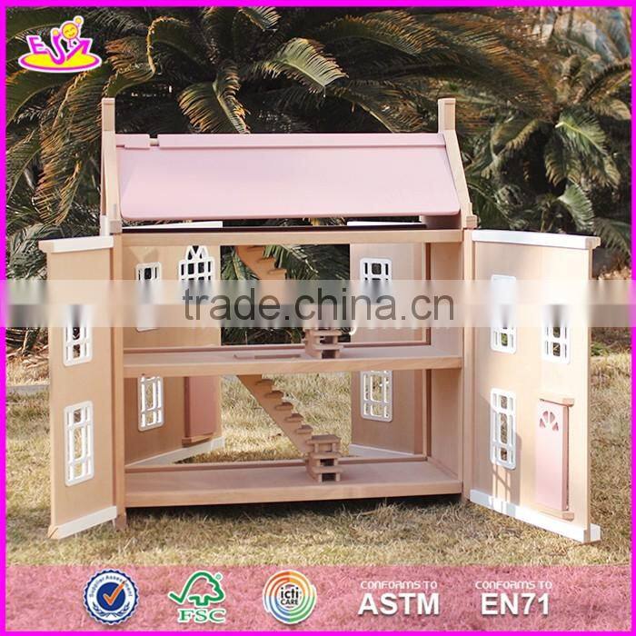 2017 New design lovely wooden girls dollhouse for sale W06A237