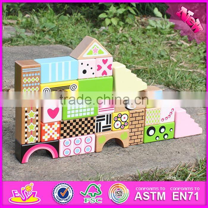 2017 new design 28 pieces educational kids wooden toy building blocks W13A120