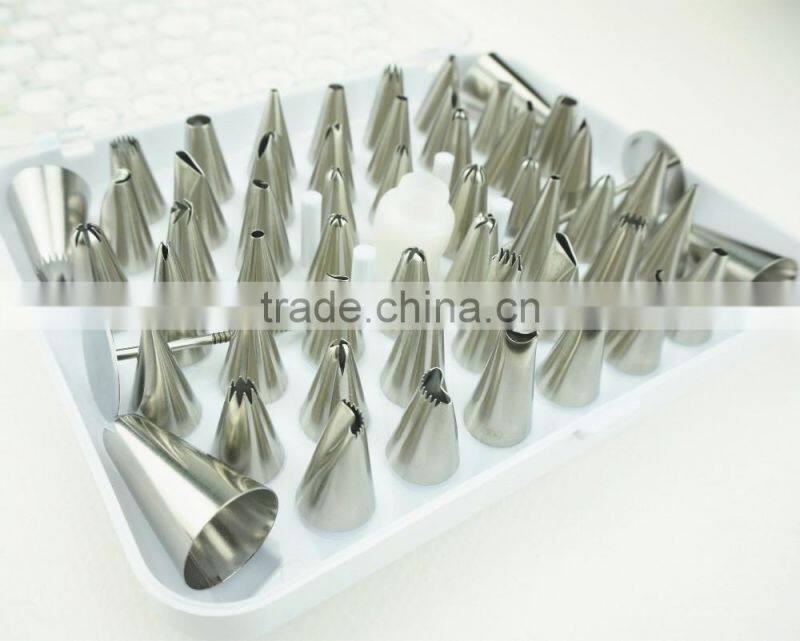 42156 52 Pcs 304 Stainless Steel Cake Master Decorating Tip Set, with Hinged Storage Box