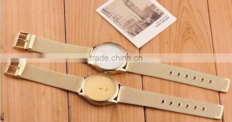 Factory direct sales alloy gold mesh strap women watch simple unisex watch