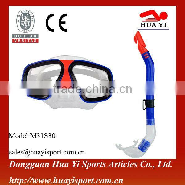 Adult black diving sets with silicone diving mask and snorkel